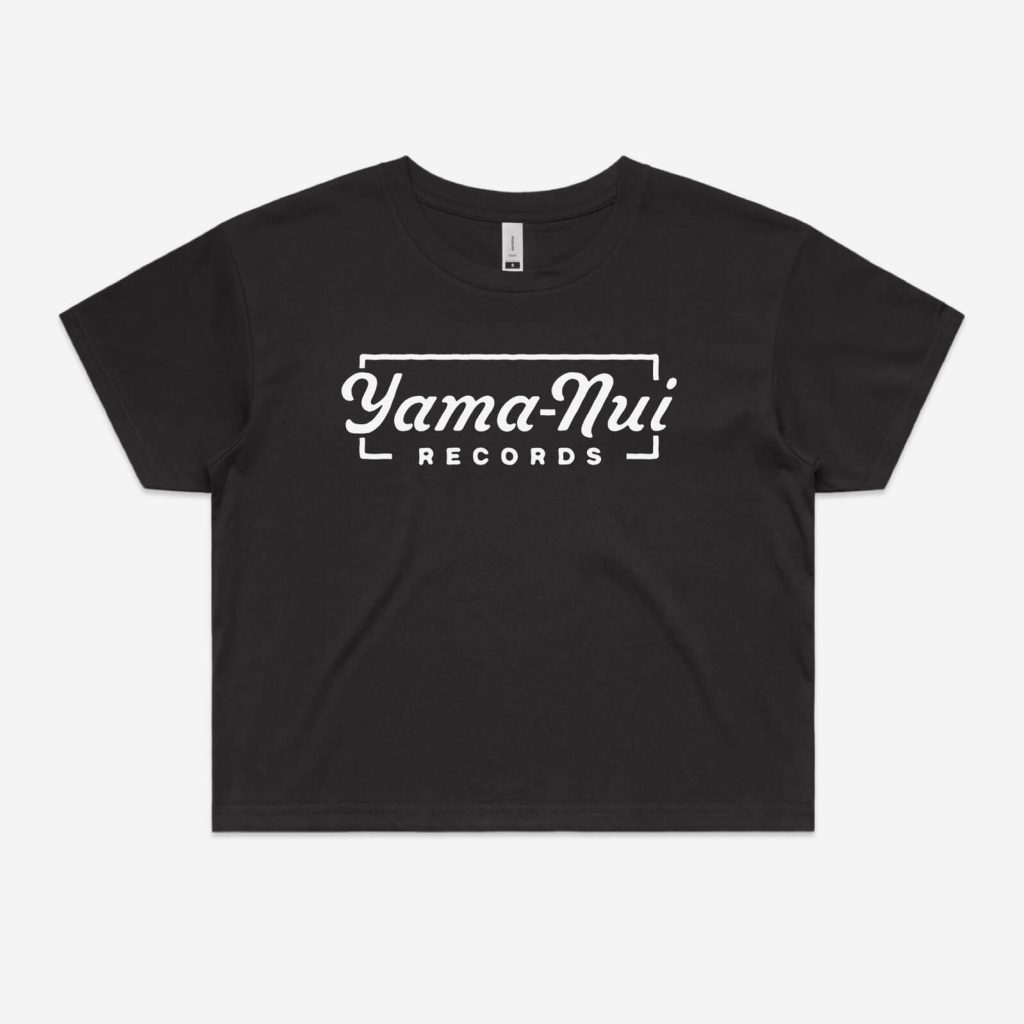 Womens Tee Crop Yama Nui Records Coal 3